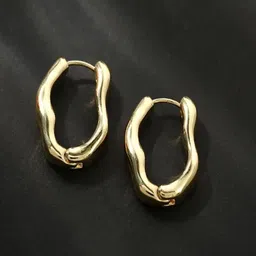 TEULRIP Gold-Plated Contemporary Hoop Earrings-image-34