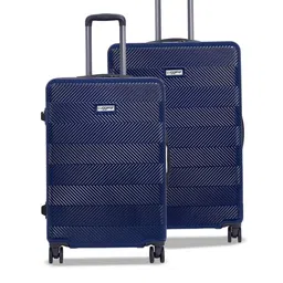 Luggero  Set Of 2 Textured Hard-Sided Trolley Suitcase-19