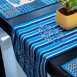 Indisca Designs 7-Pcs Blue Printed Table Linen Sets-50