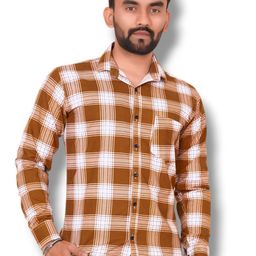 HKV FASHION Modern Checked Spread Collar Cotton Shirt-image-2