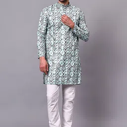 Yugnik Men Floral Regular Thread Work Kurta with Pyjamas-picture-3