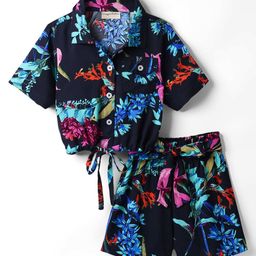 CrayonFlakes Girls Printed Short Sleeves Shirt With Shorts-image-92