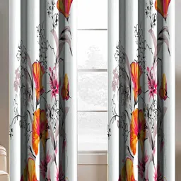 BELLA TRUE White & Pink 2 Pieces Floral Door Curtains-16