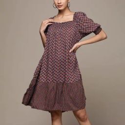 Label Ritu Kumar Multicolor Printed A Line Dress-image-77