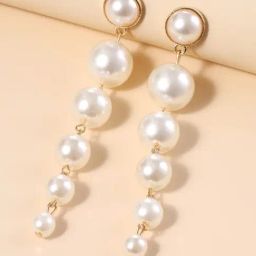 OOMPH White Pearls Long Fashion Drop Earrings for Women-25