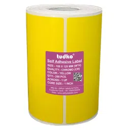 Tudko 100x125 mm 80 GSM 1 UP Self Adhesive Paper Label Yellow-26