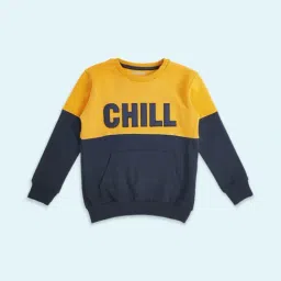 Pantaloons Junior Yellow & Navy Cotton Color Block Full Sleeves Sweatshirt-image-90