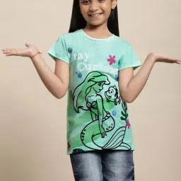 Kidsville Mint Green Mermaid Print T-Shirt-image-25