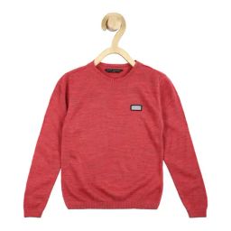 Peter England Kids Red Textured Full Sleeves Sweater-picture-46