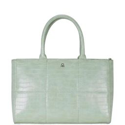 United Colors of Benetton Viola Green Textured Medium Handbag-22