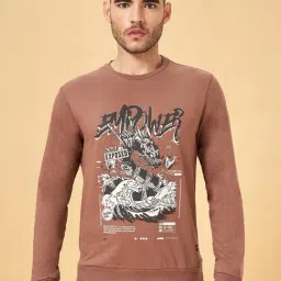 People by Pantaloons Brown Regular Fit Printed Sweatshirt-image-59