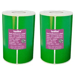 Tudko 100x75 mm 80 GSM 1 UP Self Adhesive Paper Label Green (Pack of 2 Pcs)-picture-11
