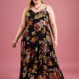DressBerry Curve Women Plus Size Floral Printed Georgette Maxi Dress-picture-48
