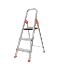 Bathla Carbon Ladder 3 Step 2.1 Ft (65 cm) Aluminium Silver & Orange-image-37