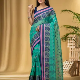 DESH BIDESH Woven Design Pure Cotton Taant Saree-image-79
