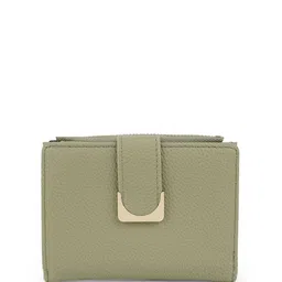 Globus Women Olive Textured Bi-Fold Wallet With Zip Coin Pocket-20