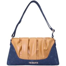 THE HOLISTIK Ishante Navy Blue & Tan Textured Medium Sling Handbag-43