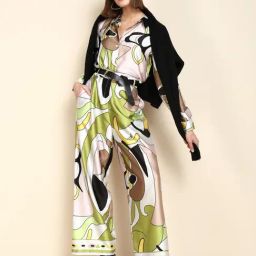 Vero Moda Green Printed Regular Fit High Rise Pants-16