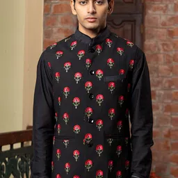 PATR Katan Embroidered Bundi Woven Nehru Jacket-36