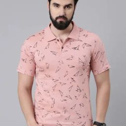 Kryptic Pink Regular Fit Printed Cotton Polo T-Shirt-picture-22