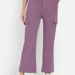 Broadstar Violet Straight Fit High Rise Cargo Pants-image-91
