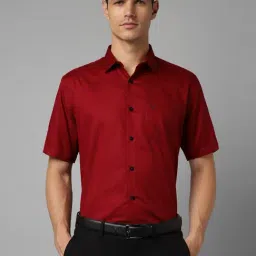 Allen Solly Red Cotton Slim Fit Texture Shirt-picture-36