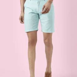 Byford By Pantaloons Sky Green Cotton Slim Fit Shorts-picture-19