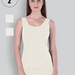 LUX Inferno Off-White Striped Thermal Tank Top - Pack Of 2-image-28