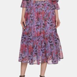 ISU Lavender Printed A-Line Skirt-6