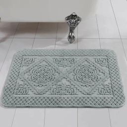 Saral Home KAKU Medallion Grey Cotton Antiskid Bath Mat-24