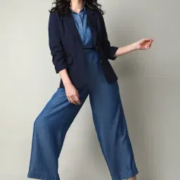 Vero Moda Blue Tencel Straight Fit High Rise Pants-image-22