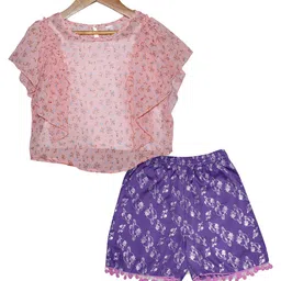KiddoPanti Girls Printed Top with Shorts-image-48