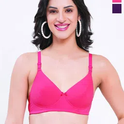 Reveira Women Pack Of 2 Medium Coverage Heavily Padded Non-Wired T-shirt Bra-picture-0