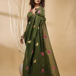 SLAGHA Ethnic Motifs Embroidered Taant Saree image 5
