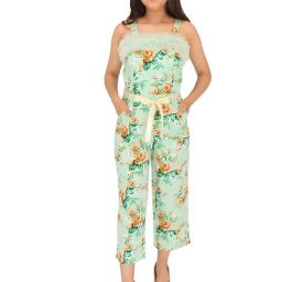 Cutecumber Kids Green Floral Print Jumpsuit-image-12