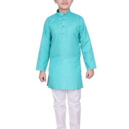Pro-Ethic Style Developer Kids Light Blue & White Solid Full Sleeves Kurta with Pyjamas-image-21