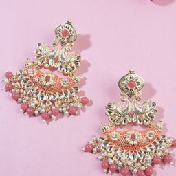 Anouk Gold-Plated Kundan-Studded Peacock Shaped Drop Earring-40