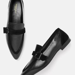 Kenneth Cole Women Leather Loafers With Buckle Detail-40