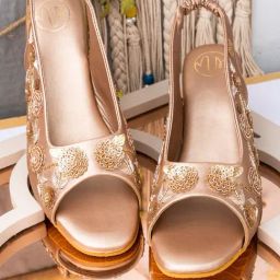 NR by Nidhi Rathi Women's Rose Gold Sling Back Sandals-image-28