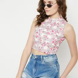 Uptownie Lite Women Stretchable High Neck Crop Top-image-62