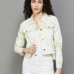 Ginger by Lifestyle Lime Green & White Cotton Cropped Jacket-image-59