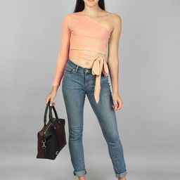 Label nyc apparel Women Ribbed One Shoulder Waist Tie-Ups Crop Top-image-75