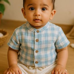 Greendeer Infants Modern Pack Of 2 Checked Mandarin Collar Pure Cotton Casual Shirt-picture-17