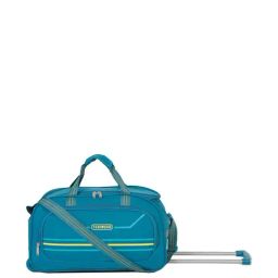 Teakwood Leathers Teal Small Duffle Trolley Bag-image-24
