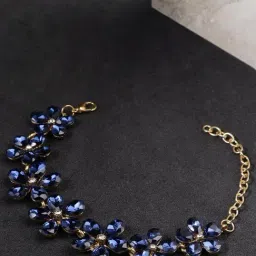 YouBella Blue Gold-Plated Stylish Latest Crystal Flexible fit Bracelet-18