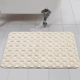 Saral Home YANO Geometric Ivory Cotton Antiskid Bath Mat-96