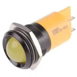 RS PRO Yellow Panel Mount Indicator , Mounting Hole Size 22 mm, Termination Type Solder Tab, Model No 208885-48