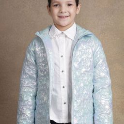 One Friday Girls Geometric Puffer Jacket-image-100
