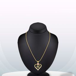 Heer Collection Gold-Plated Cubic Zirconia Heart Shaped Alphabet H Pendant with Chain-image-89