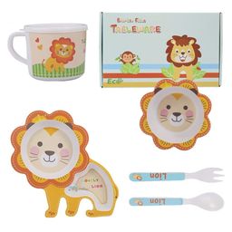 FunBlast Eco-Friendly Bamboo Fiber Baby Dinner Set of 5 Pieces - Multicolor-22